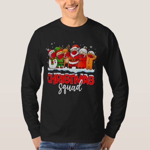 Christmas Squad Santa Reindeer Elf Snowman Face Ma T_Shirt