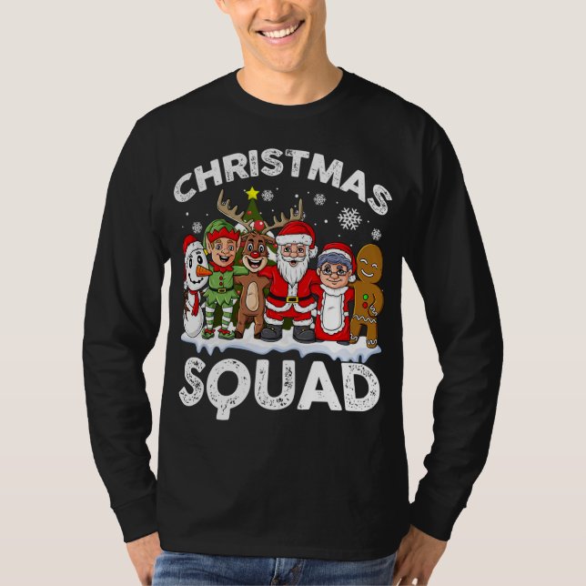 Christmas Squad Santa Reindeer Elf Snowman Funny X T-Shirt (Front)