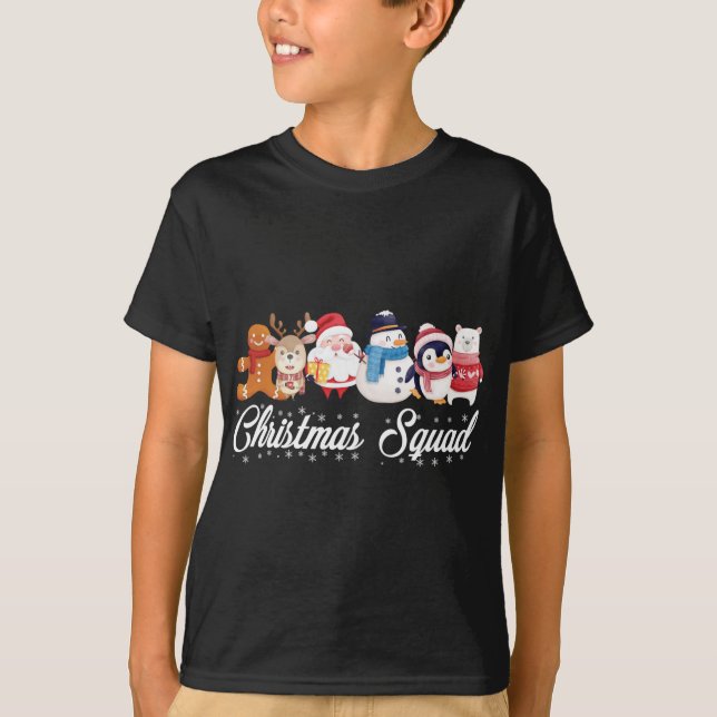 Christmas Squad Santa Reindeer Snowman Gingerbread T-Shirt (Front)