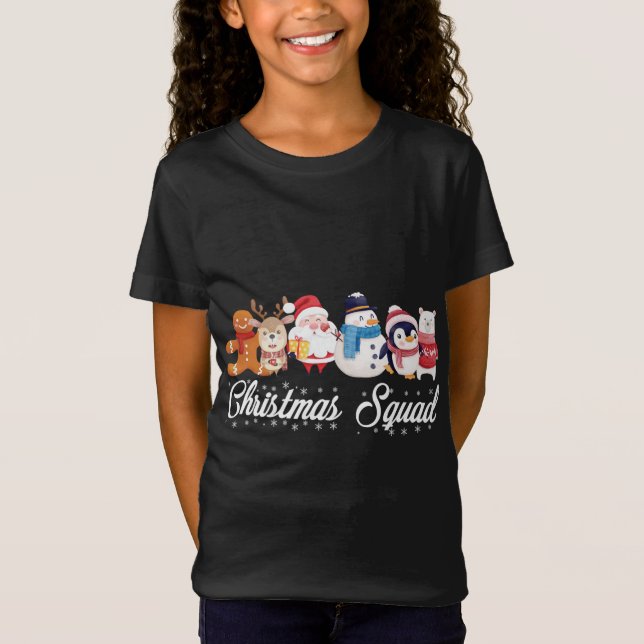 Christmas Squad Santa Reindeer Snowman Gingerbread T-Shirt (Front)