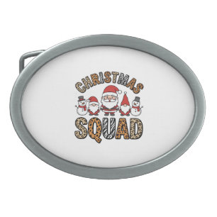 Christmas Squad Santa Snowman Leopard Print Design Belt Buckle