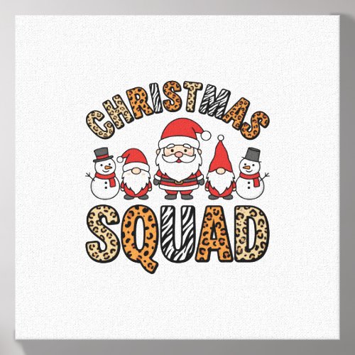 Christmas Squad Santa Snowman Leopard Print Design Canvas Photo Tile