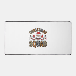 Christmas Squad Santa Snowman Leopard Print Design Desk Mat