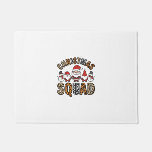 Christmas Squad Santa Snowman Leopard Print Design Doormat