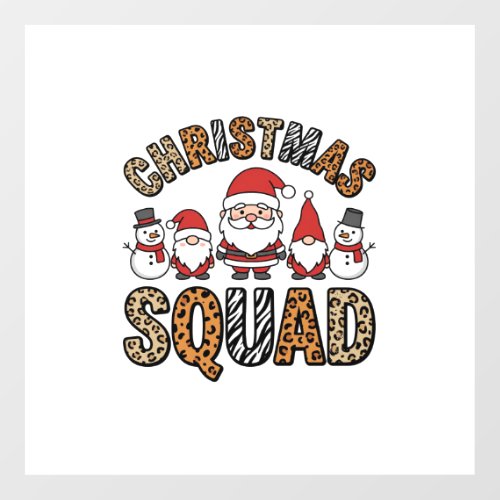 Christmas Squad Santa Snowman Leopard Print Design Floor Decals