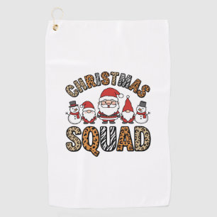 Christmas Squad Santa Snowman Leopard Print Design Golf Towel