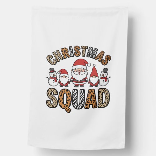 Christmas Squad Santa Snowman Leopard Print Design House Flag