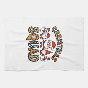 Christmas Squad Santa Snowman Leopard Print Design Kitchen Towel