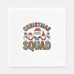 Christmas Squad Santa Snowman Leopard Print Design Napkins