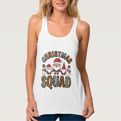 Christmas Squad Santa Snowman Leopard Print Design Tank Top