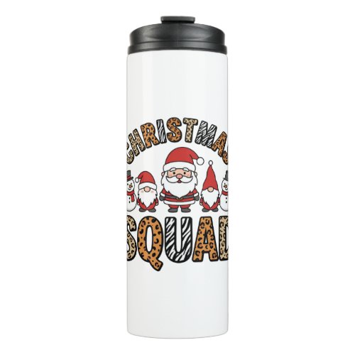 Christmas Squad Santa Snowman Leopard Print Design Thermal Tumbler