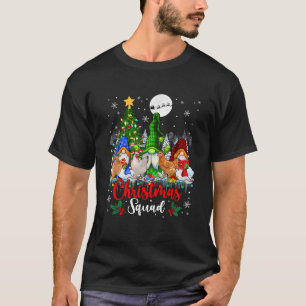 Christmas Squad Three Santa Elf Chickens Gnomes Xm T-Shirt