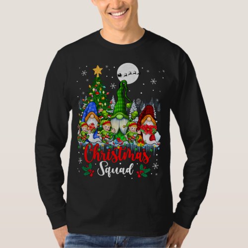 Christmas Squad Three Santa Elf Gnomes Xmas Tree L T_Shirt