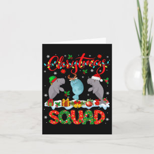 Christmas Squad Three Santa Reindeer Elf Manatees Card