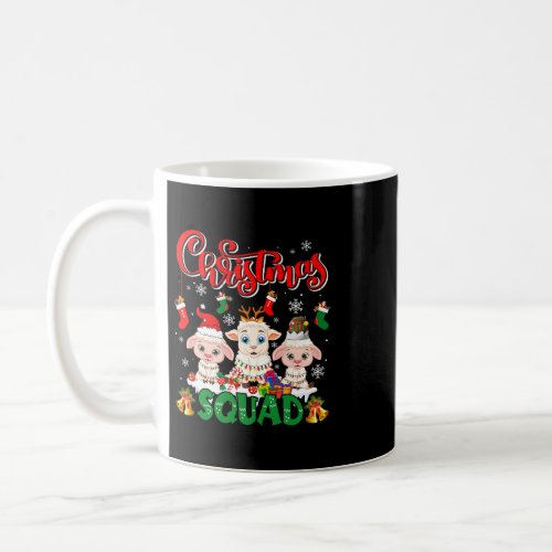 Christmas Squad Three Santa Reindeer Elf Sheep Far Coffee Mug