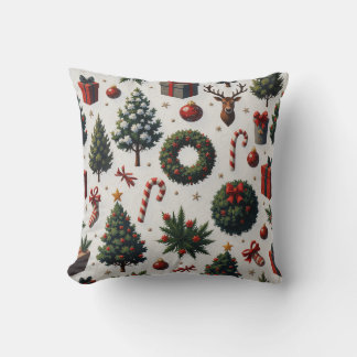 Christmas square cushion, wreath shape throw pillow