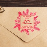 Christmas Square Leaves Family Name Return Address Rubber Stamp<br><div class="desc">Easily personalize these custom Merry Christmas square wreath return address rubber stamps and send your best wishes this wonderful time of the year to your loved ones. This rustic design features a square botanical frame with holly winter berries, pine cones, and leaves. Customize with your own family name and return...</div>