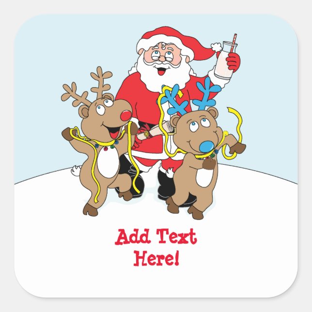 Christmas Square Stickers Santa Claus  (Front)