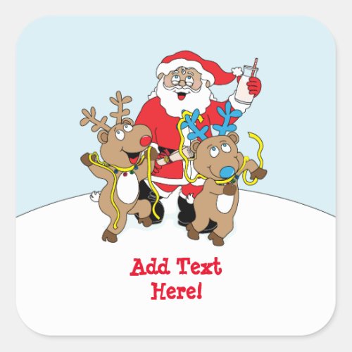 Christmas Square Stickers Santa Claus Personalize