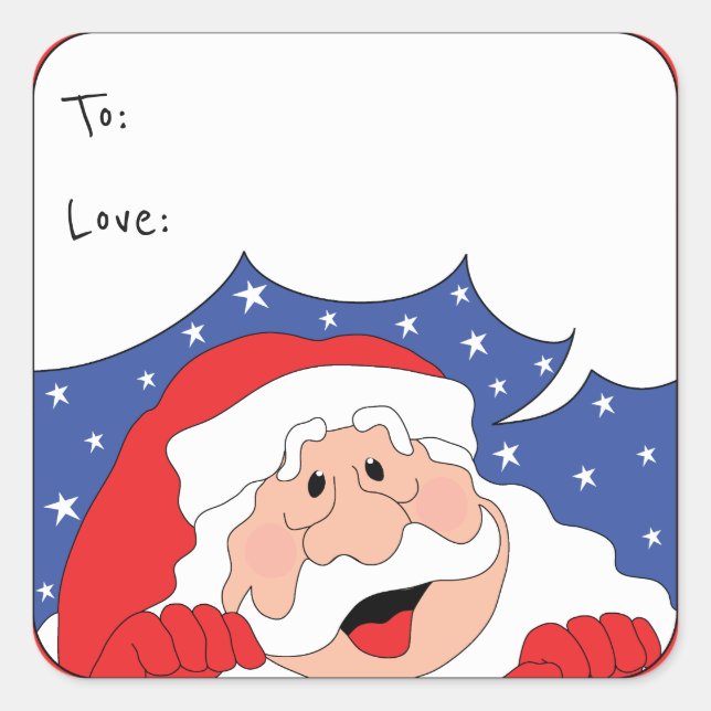 Christmas Square Stickers Santa Says Personalize (Front)