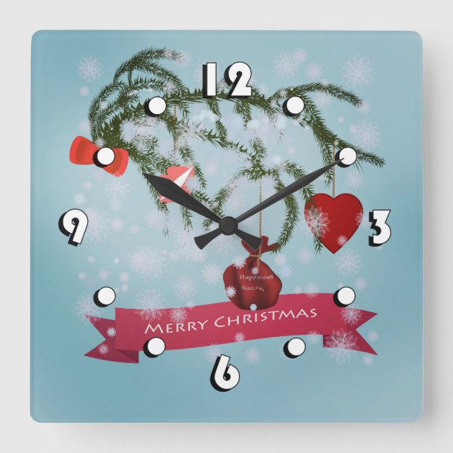 Christmas Square Wall Clock (Front)