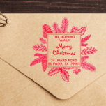 Christmas Square Wreath Family Name Return Address Self-inking Stamp<br><div class="desc">Easily personalize these custom Merry Christmas square wreath return address self-inking rubber stamps and send your best wishes this wonderful time of the year to your loved ones. This design features a square botanical frame with holly winter berries, pine cones, and leaves. Customize with your own family name and return...</div>