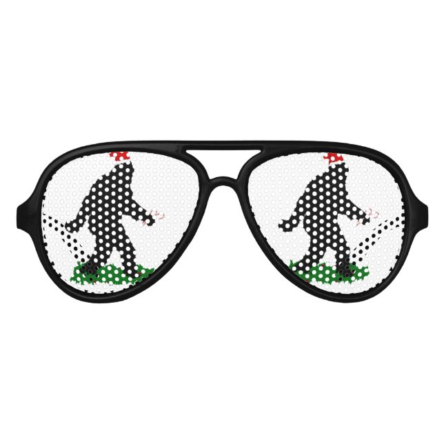 Christmas Squatch - Squatchin' with Candy Canes Aviator Sunglasses (Front)