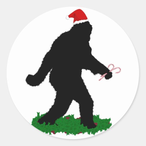 Christmas Squatchin Classic Round Sticker