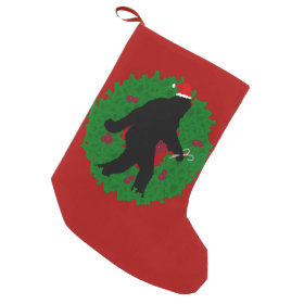 Christmas Squatchin' with Wreath Small Christmas Stocking