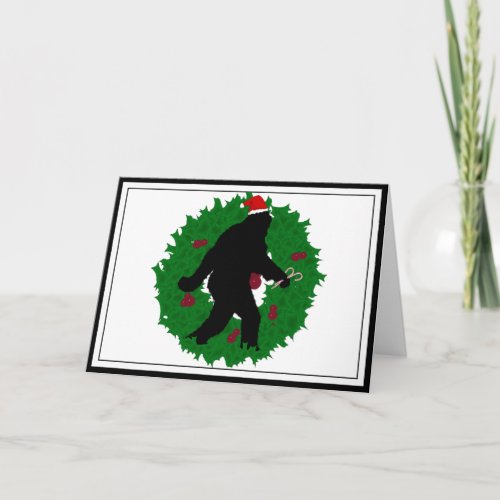 Christmas Squatchin Wreath Holiday Card