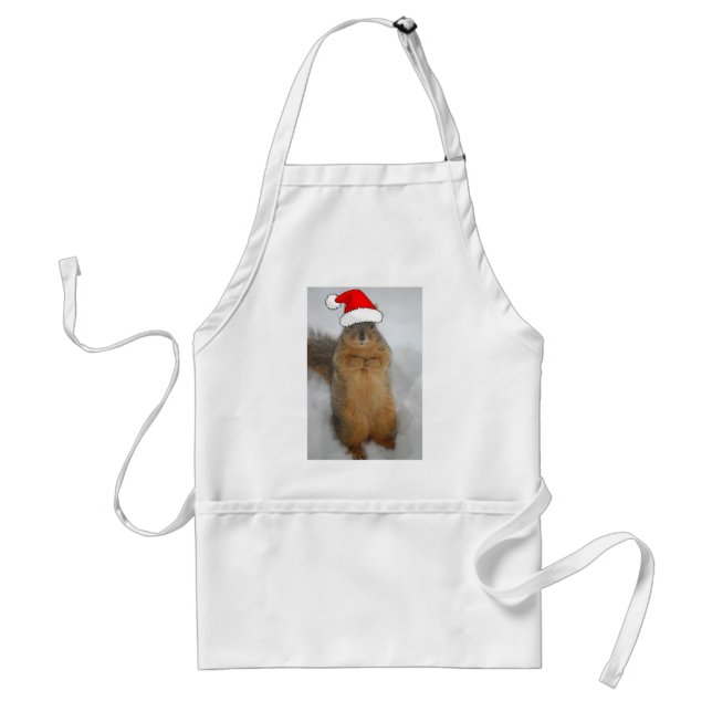 Christmas Squirrel Adult Apron (Front)