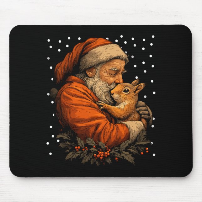 Christmas Squirrel And Santa Claus Forest Animal W Mouse Pad (Front)