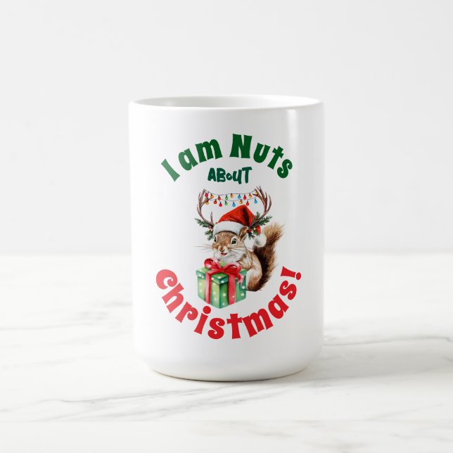 Christmas Squirrel & Antlers & Gift Box  Coffee Mug (Center)