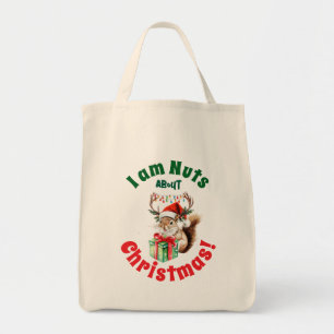 Christmas Squirrel & Antlers Lights Tote Bag
