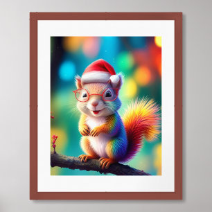Christmas Squirrel As Santa Claus Design-56765 Framed Art