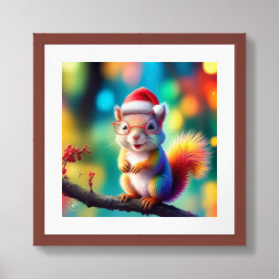 Christmas Squirrel As Santa Claus Design-56765 Framed Art