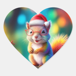 Christmas Squirrel As Santa Claus Design-56765 Heart Sticker