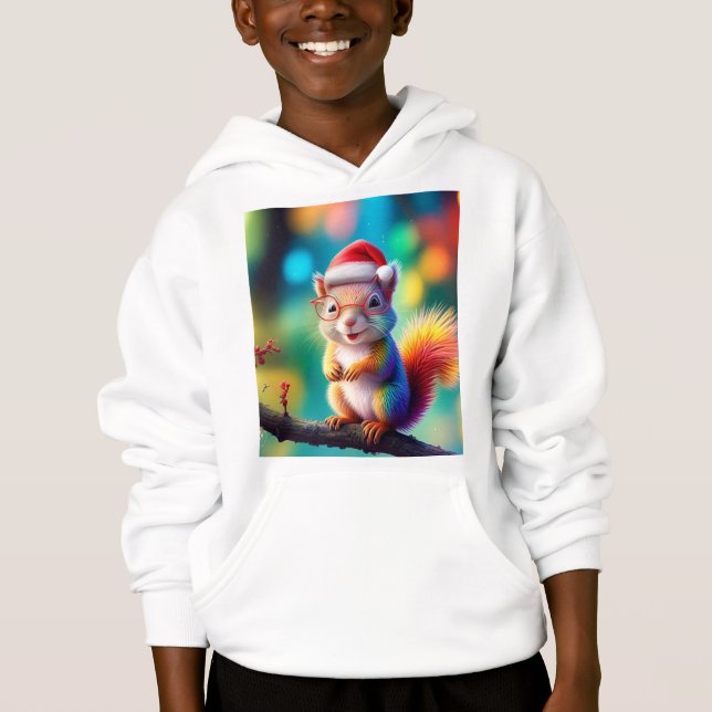 Christmas Squirrel As Santa Claus Design-56765 Hoodie (Front)