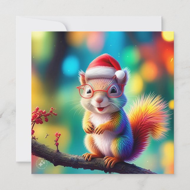 Christmas Squirrel As Santa Claus Design-56765 Invitation (Front)
