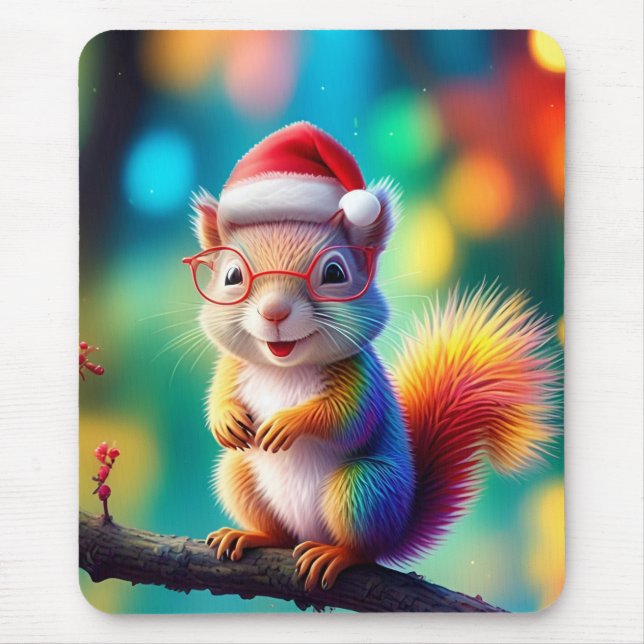 Christmas Squirrel As Santa Claus Design-56765 Mouse Pad (Front)