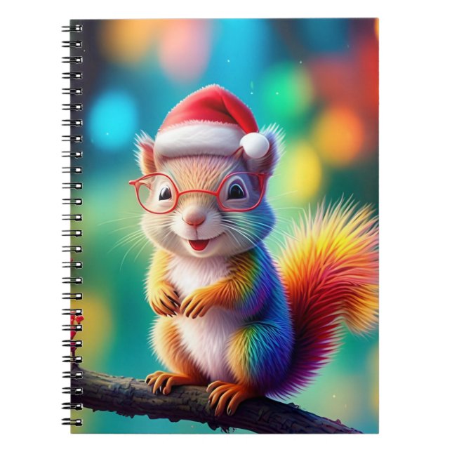Christmas Squirrel As Santa Claus Design-56765 Notebook (Front)