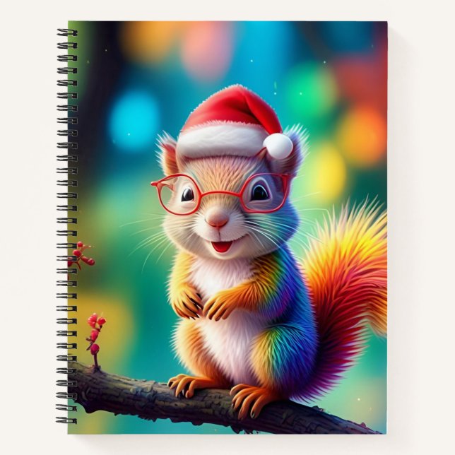 Christmas Squirrel As Santa Claus Design-56765 Notebook (Front)