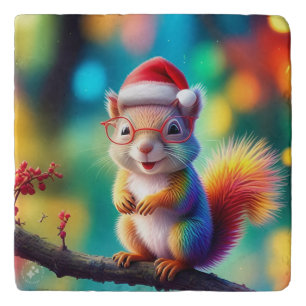 Christmas Squirrel As Santa Claus Design-56765 Trivet