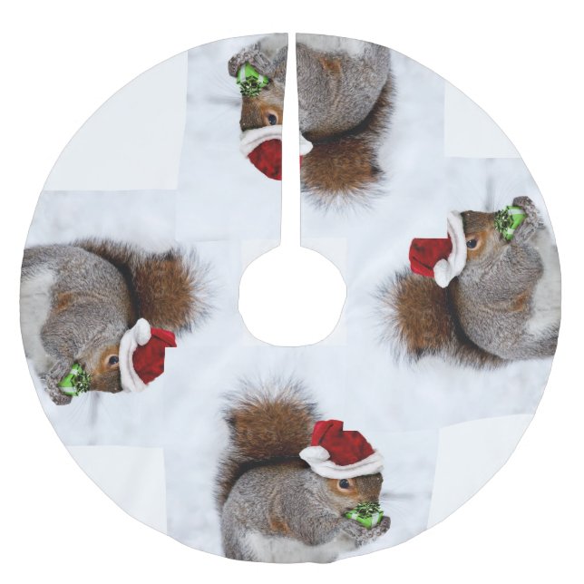 Christmas Squirrel Brushed Polyester Tree Skirt (Front)
