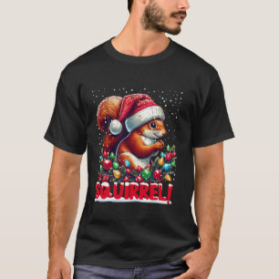 Christmas SQUIRREL Candy Cane Santa Hat Family Xma T-Shirt