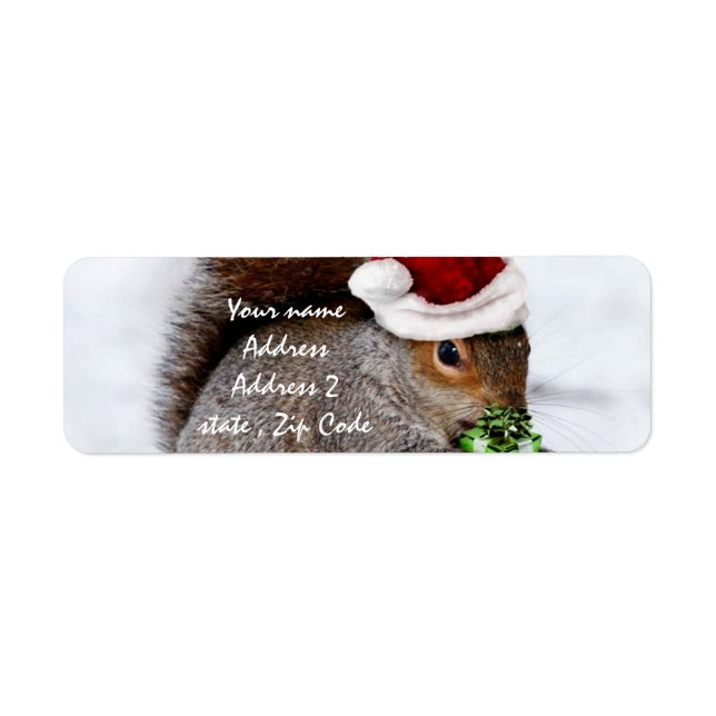 Christmas Squirrel card Label (Front)