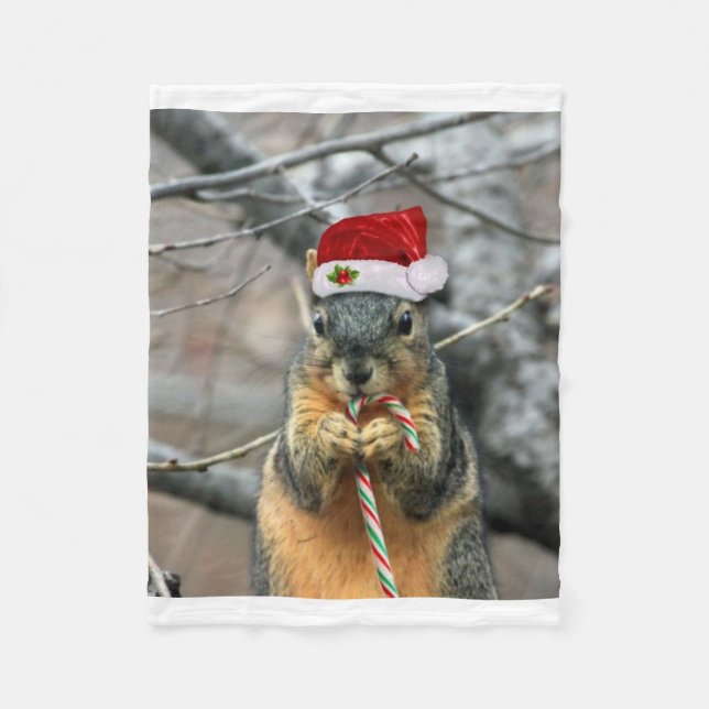 Christmas squirrel fleece blanket (Front)