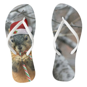 Christmas Squirrel Flip Flops