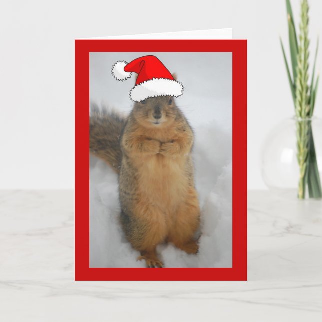 Christmas Squirrel Holiday Card (Front)