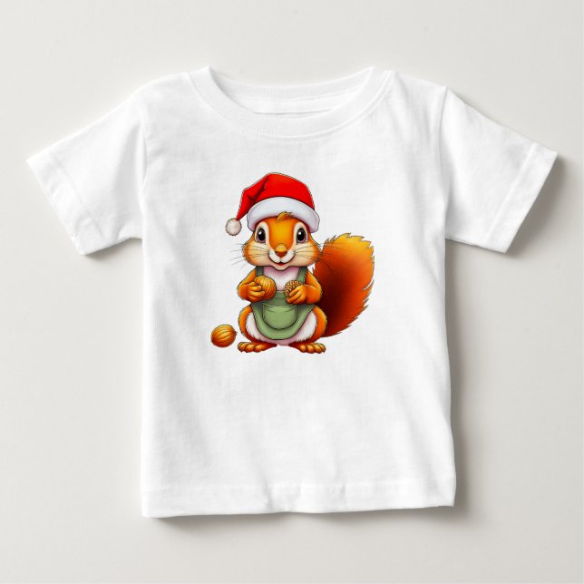 Christmas Squirrel – Holiday Design for Babies Baby T-Shirt (Front)